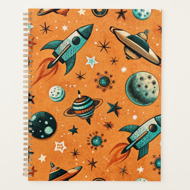Vintage Spacecraft Rocket Ships Pattern -Cosmos(1) Planner (Front)
