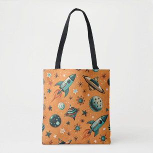 Vintage Spacecraft Rocket Ships Pattern -Cosmos(1) Tote Bag