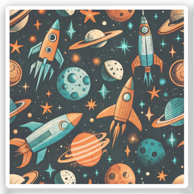 Vintage Spacecraft Rocket Ships Pattern -Cosmos(2) (Front)
