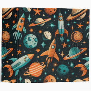 Vintage Spacecraft Rocket Ships Pattern -Cosmos(2) Binder