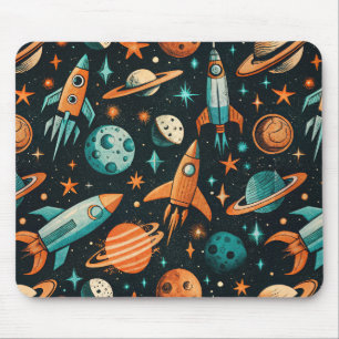 Vintage Spacecraft Rocket Ships Pattern -Cosmos(2) Mouse Pad