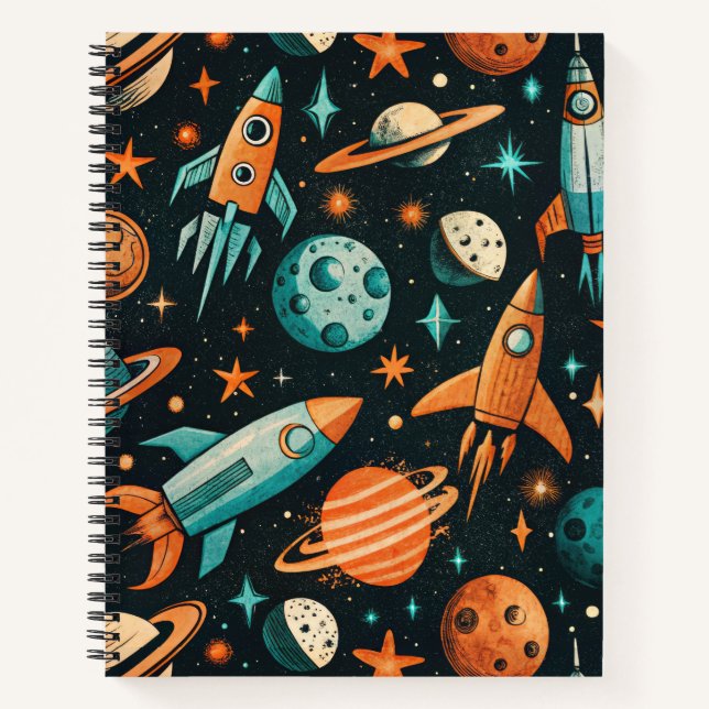 Vintage Spacecraft Rocket Ships Pattern -Cosmos(2) Notebook (Front)