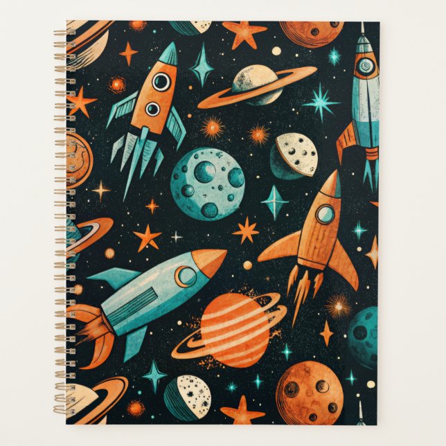 Vintage Spacecraft Rocket Ships Pattern -Cosmos(2) Planner (Front)