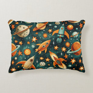 Vintage Spacecraft Rocket Ships Pattern -Cosmos(3) Accent Pillow