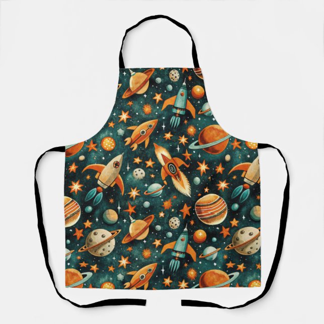 Vintage Spacecraft Rocket Ships Pattern -Cosmos(3) Apron (Front)