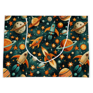 Vintage Spacecraft Rocket Ships Pattern -Cosmos(3) Large Gift Bag