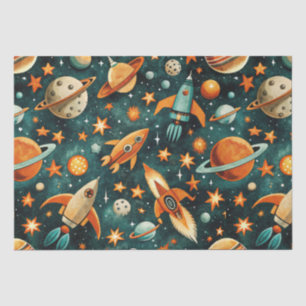 Vintage Spacecraft Rocket Ships Pattern -Cosmos(3) Tissue Paper