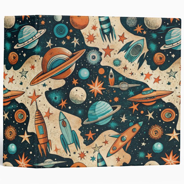 Vintage Spacecraft Rocket Ships Pattern -Cosmos(4) Binder (Front/Spine)