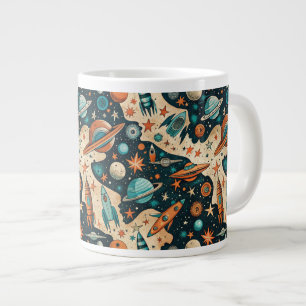 Vintage Spacecraft Rocket Ships Pattern -Cosmos(4) Large Coffee Mug