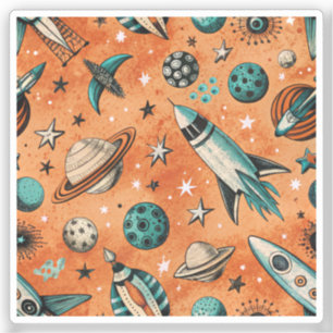 Vintage Spacecraft Rocket Ships Pattern -Cosmos(5)