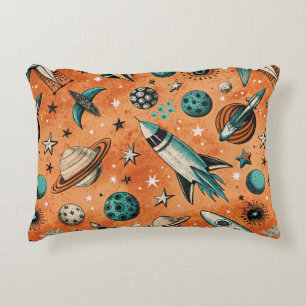 Vintage Spacecraft Rocket Ships Pattern -Cosmos(5) Accent Pillow