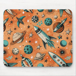 Vintage Spacecraft Rocket Ships Pattern -Cosmos(5) Mouse Pad