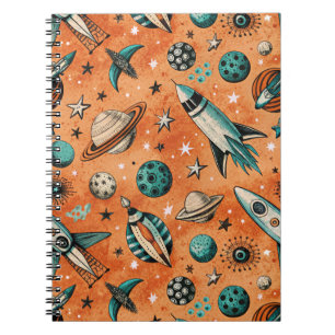 Vintage Spacecraft Rocket Ships Pattern -Cosmos(5) Notebook