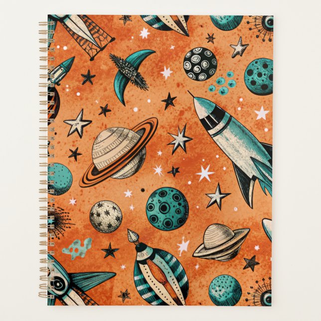 Vintage Spacecraft Rocket Ships Pattern -Cosmos(5) Planner (Front)
