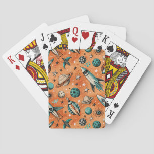 Vintage Spacecraft Rocket Ships Pattern -Cosmos(5) Playing Cards