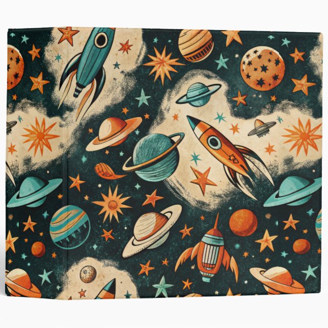 Vintage Spacecraft Rocket Ships Pattern -Cosmos(6) Binder (Front/Spine)