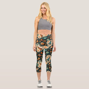 Vintage Spacecraft Rocket Ships Pattern -Cosmos(6) Capri Leggings