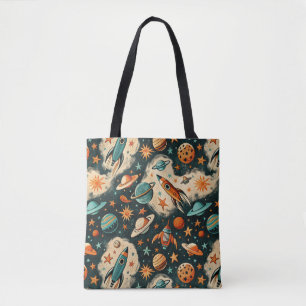 Vintage Spacecraft Rocket Ships Pattern -Cosmos(6) Tote Bag