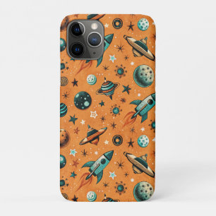 Vintage Spacecraft Rocket Ships Pattern -Cosmos iPhone 11 Pro Case