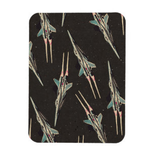 vintage spaceship pattern magnet