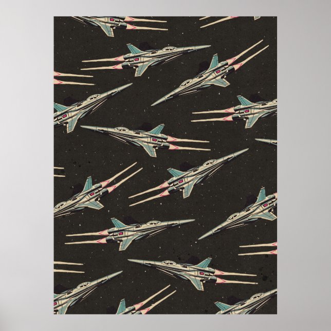 vintage spaceship pattern poster (Front)