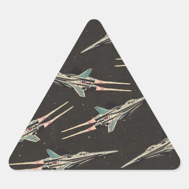 vintage spaceship pattern triangle sticker (Front)