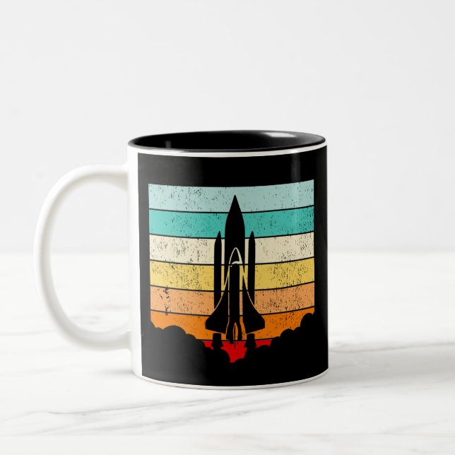 Vintage Spaceship /Space/Spacecraft Two-Tone Coffee Mug (Left)