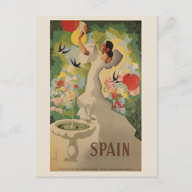 Vintage Spain Spanish Flamenco Dancer Travel Postcard (Front)