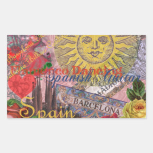 Vintage Spain Sunshine Travel Collage Retro Europe Sticker