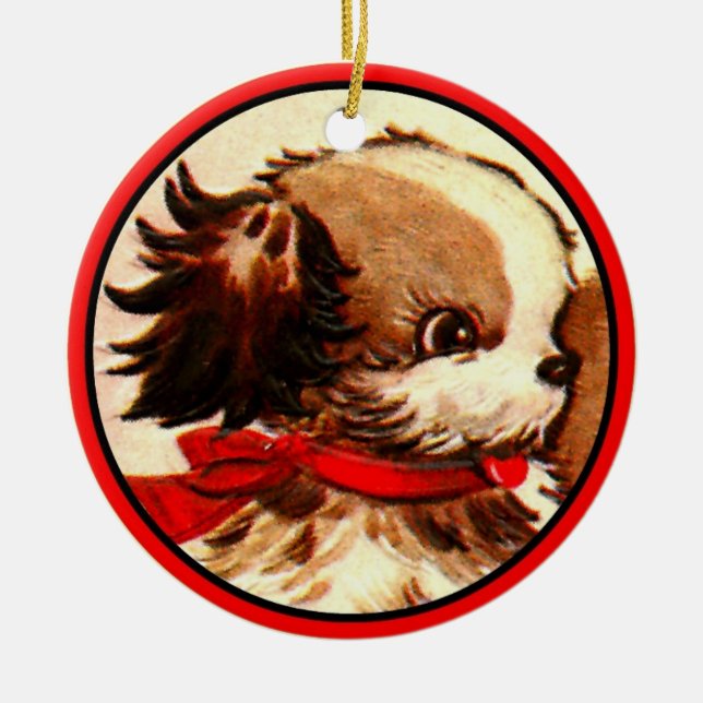 Vintage Spaniel Puppy Ornament (Front)