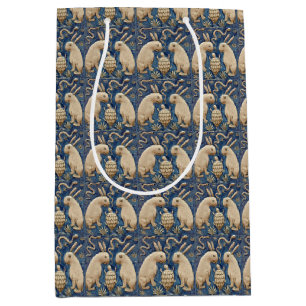 Vintage Spanish Tile Animal Rabbit Tortoise Blue Medium Gift Bag