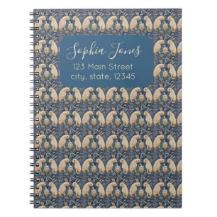 Vintage Spanish Tile Animal Rabbit Tortoise Blue Notebook