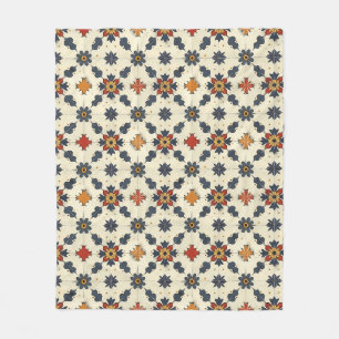 Vintage Spanish Tile Pattern Fleece Blanket