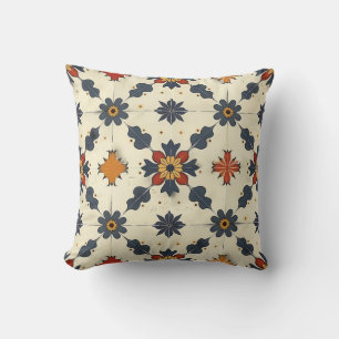 Vintage Spanish Tile Pattern Throw Pillow