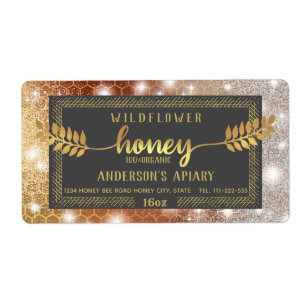 Vintage sparkle gold calligraphy honey branch