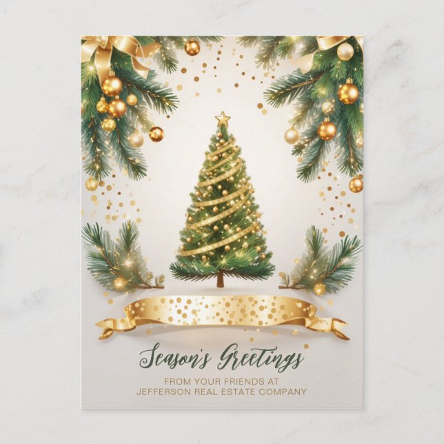 Vintage Sparkling Christmas Tree Company Business  Holiday Postcard (Front)