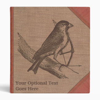 Vintage Sparrow Bird w/Bow & Arrow Old Book Cover Binder