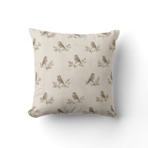 Vintage Sparrow Botanical Cushion Cover