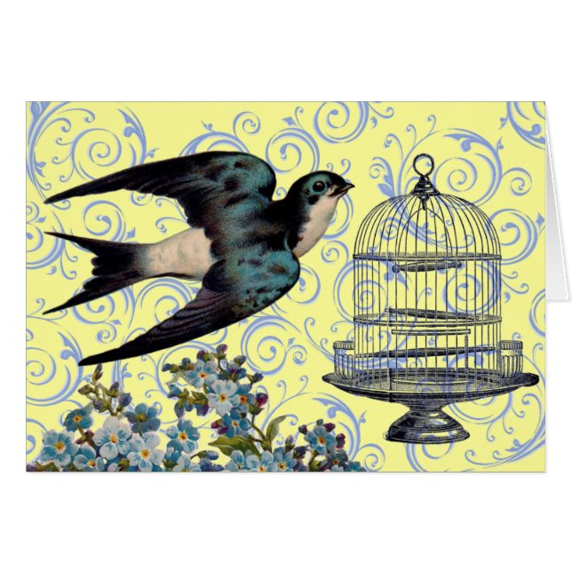 Vintage Sparrow & Cage (Front Horizontal)