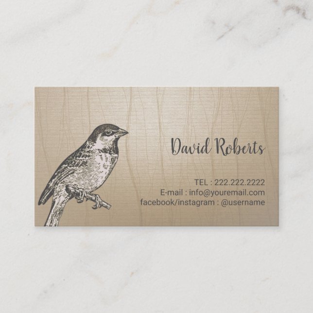 Vintage Sparrow Calling Card (Front)