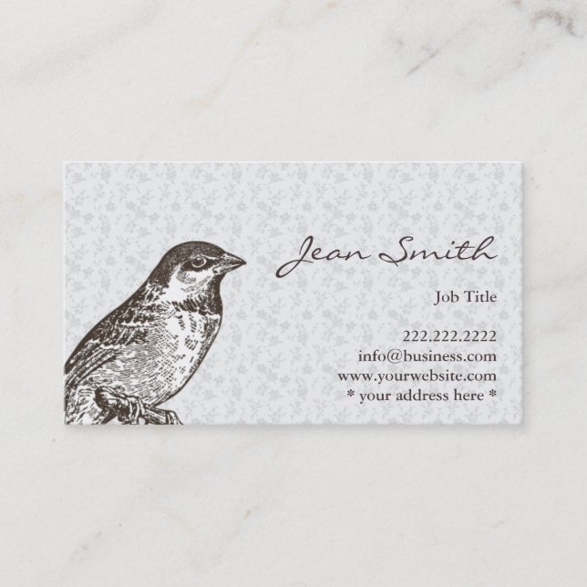 Vintage Sparrow Floral Pattern Profile Card (Front)