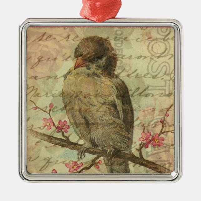 Vintage Sparrow Metal Ornament (Front)