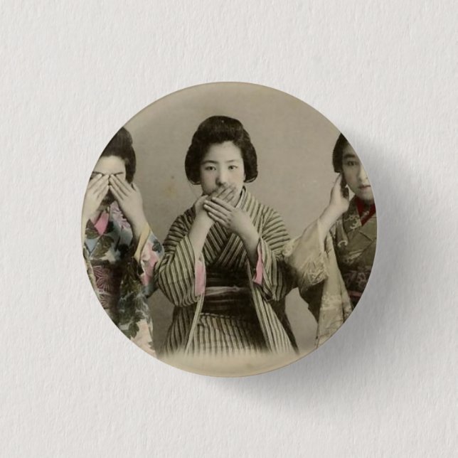 Vintage Speak No Evil 1 Inch Round Button (Front)