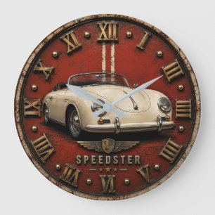 Vintage Speedster Convertible Classic European  Large Clock