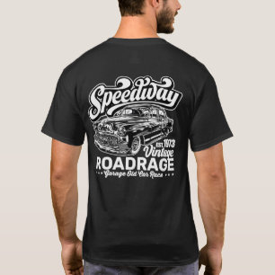 Vintage Speedway Classic Car Race White Graphic T-Shirt