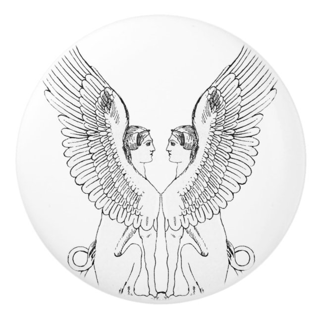 Vintage Sphinx illustration Ceramic Knob (Front)