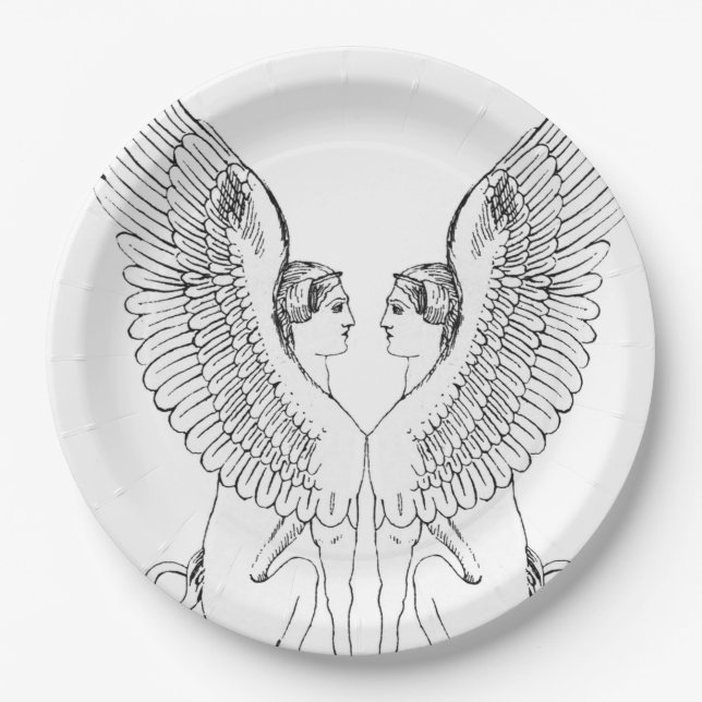 Vintage Sphinx illustration Paper Plate (Front)
