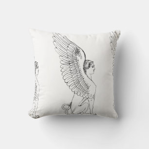 Vintage Sphinx illustration Throw Pillow