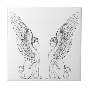 Vintage Sphinx illustration Tile