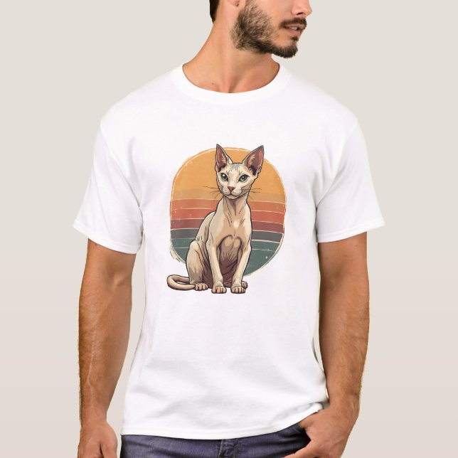Vintage Sphynx Cat Mom Retro Art T-Shirt (Front)